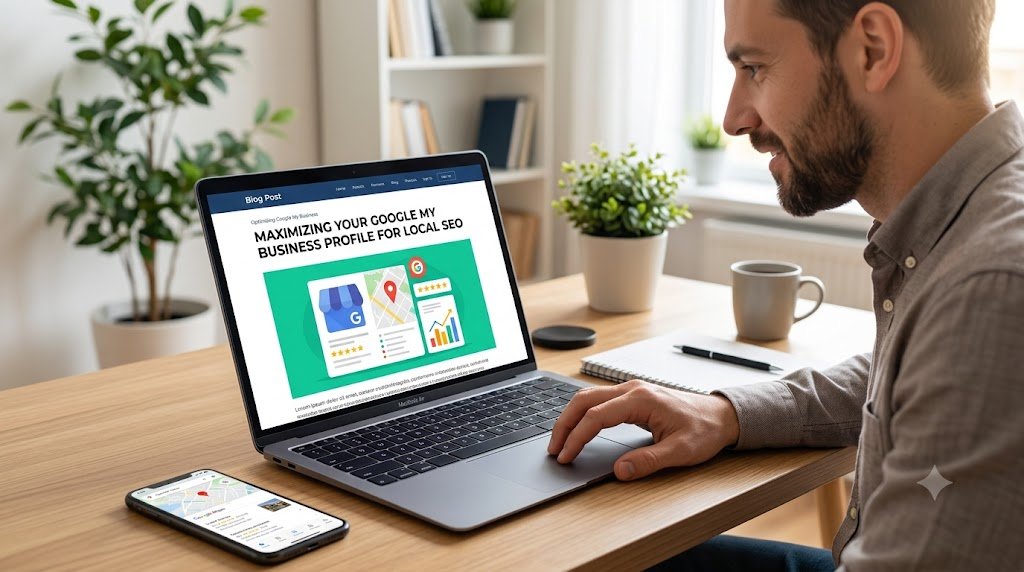 Business analytics data showing growth charts on a tablet screen
