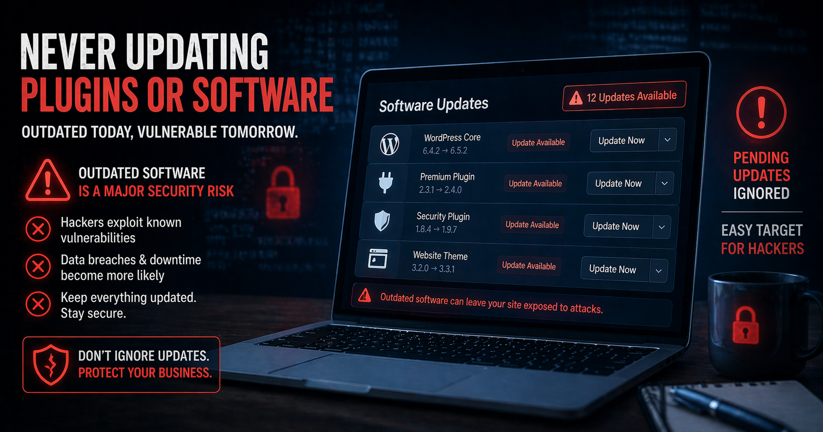 Outdated plugins causing security vulnerabilities